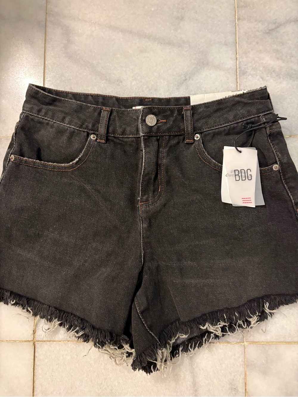 BDG Black Denim Raw Hem Cutoff Shorts